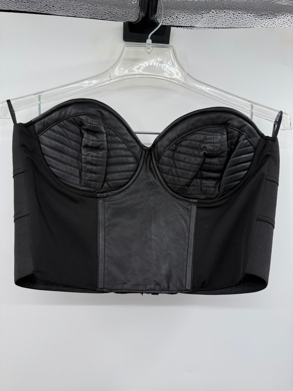 Fredrick’s of Hollywood Zippered Corset Bustier Size M Black Faux Leather